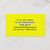 Carte de visite de sensibilisation sur l'autisme (Dos)