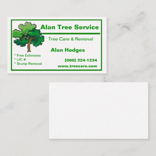 Carte de visite de service d'arborescence (Devant / Derrière)