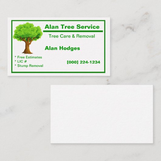 Carte de visite de service d'arborescence (Devant / Derrière)