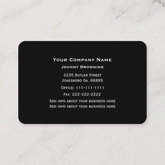 Carte de visite de service d'arborescence (Dos)