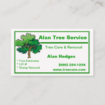 Carte de visite de service d'arbre