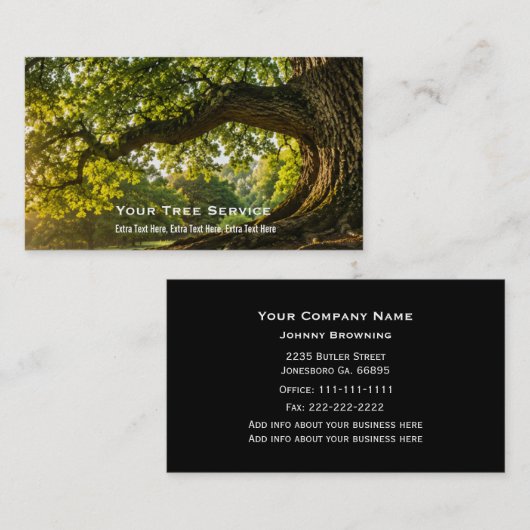 Carte de visite de service d'arbre (Devant / Derrière)