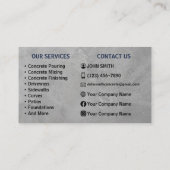Carte de visite de service de béton (Dos)