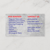 Carte de visite de service de béton (Dos)