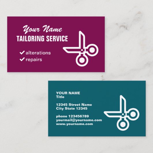 Carte de visite de service de couture avec logo de (Devant / Derrière)