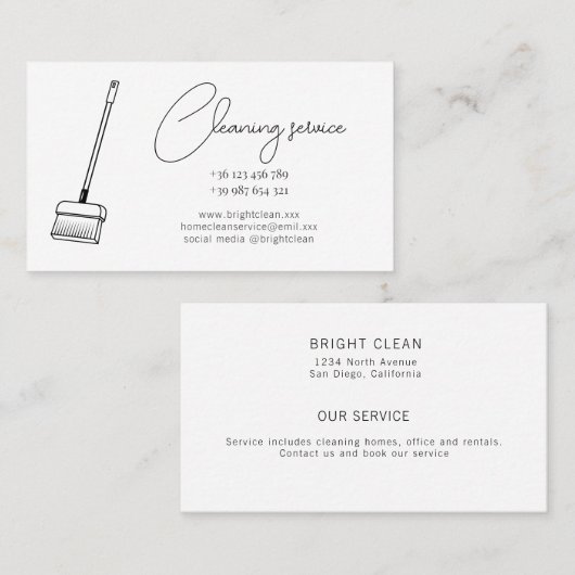 Carte de visite de service de nettoyage (Devant / Derrière)