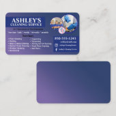carte de visite de service de nettoyage bleu (Devant / Derrière)