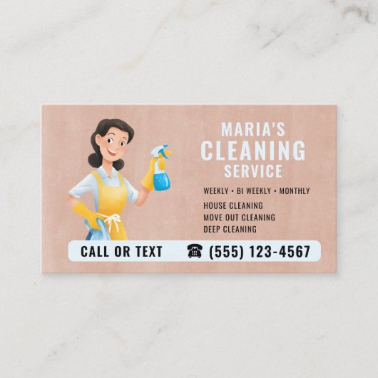 Carte de visite de service de nettoyage Boho (Devant)