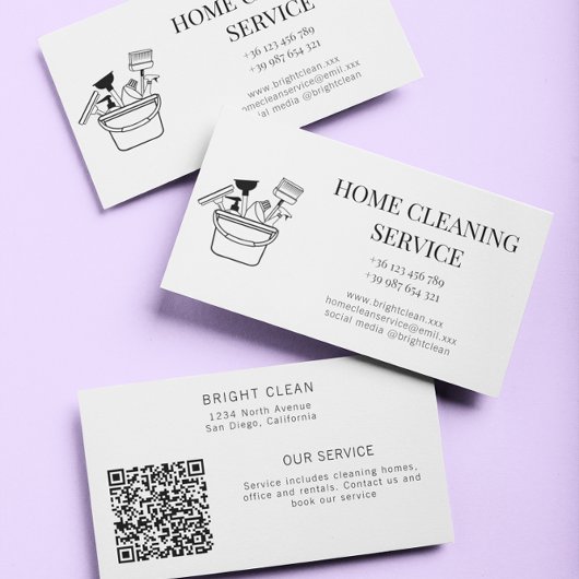 Carte de visite de service de nettoyage minimalist