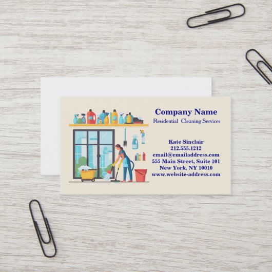 Carte de visite de service de nettoyage profession (Devant/Arrière en situation)