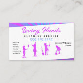 Carte de visite de service de nettoyage rose et bl (Devant)