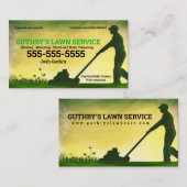 Carte de visite de service de pelouse avec tondeus (Devant / Derrière)