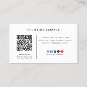 Carte de visite de service de plomberie profession (Dos)