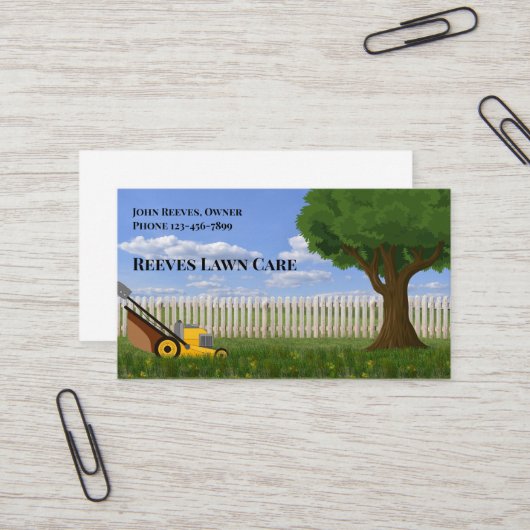 Carte de visite de service d'entretien de pelouse  (Devant/Arrière en situation)