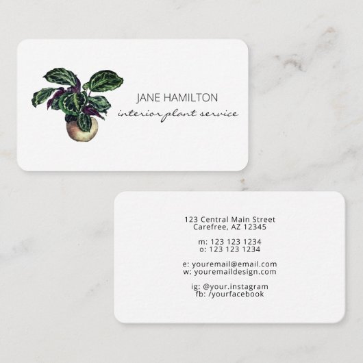 Carte de visite de service Plante design d'intérie (Devant / Derrière)