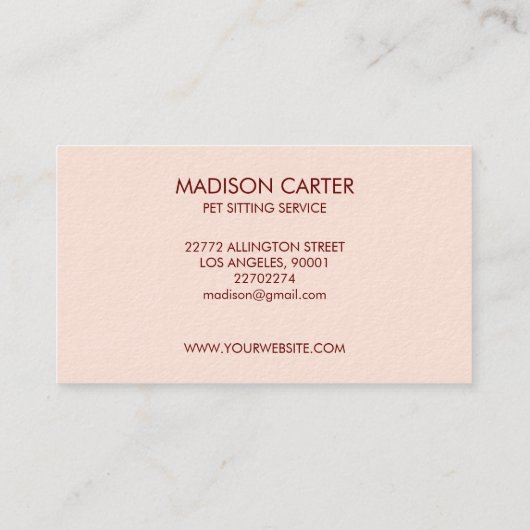 Carte de visite de service pour animaux de compagn (Dos)