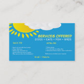 Carte de visite de service pour animaux familiers (Dos)