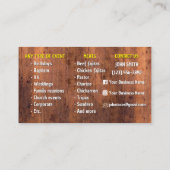Carte de visite de service Taco (Dos)