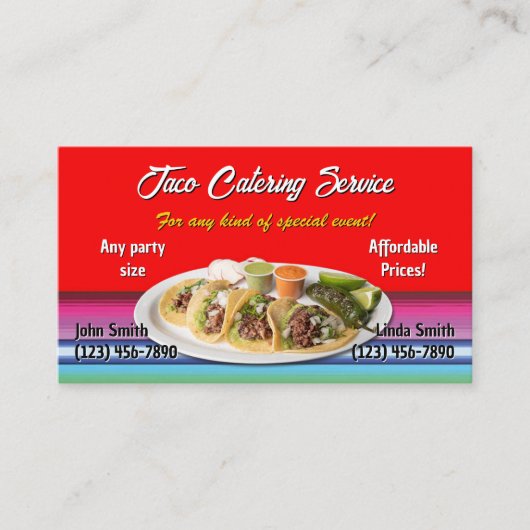 Carte de visite de service Taco (Devant)