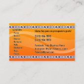 Carte de visite de service Taco (Dos)