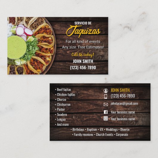 Carte de visite de service Taco (Devant / Derrière)