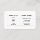 Carte de visite de services de bricolage Tool (Dos)