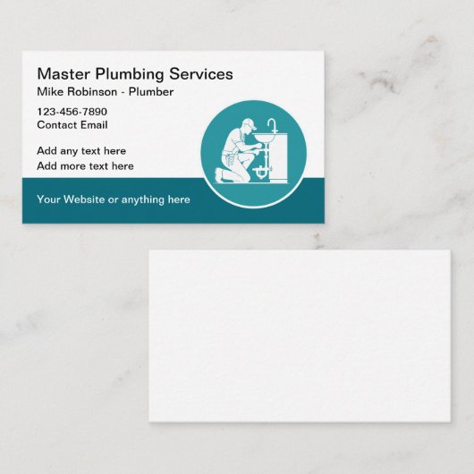 Carte de visite de services de plomberie moderne e (Devant / Derrière)