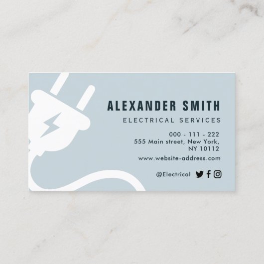 carte de visite de services électriques bleu branc (Dos)