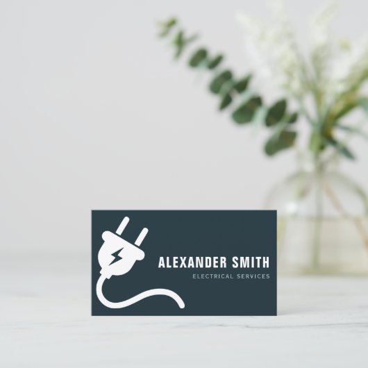 carte de visite de services électriques bleu branc (Debout devant)