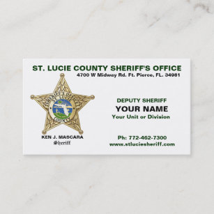 Carte de visite de shérif du comté de la Sainte