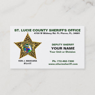 Carte de visite de shérif du comté de la Sainte