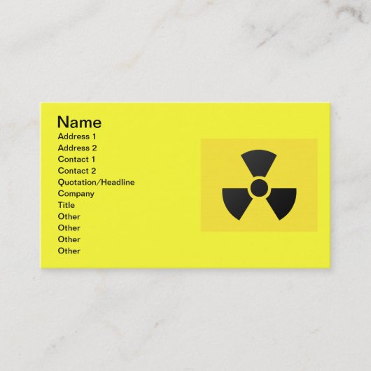 Carte de visite de signes radioactif (Devant)