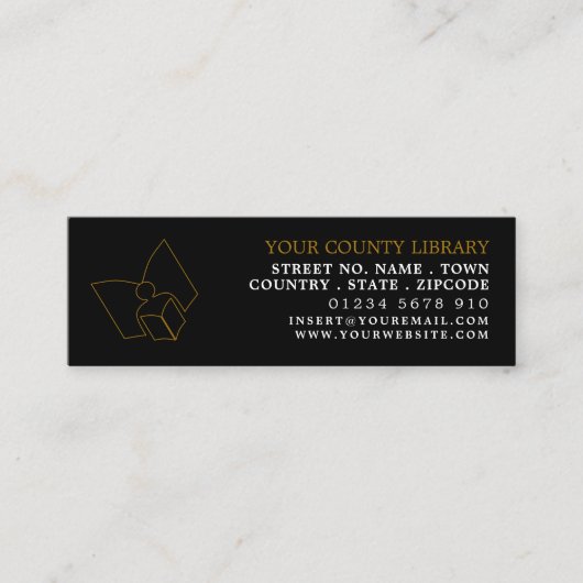 Carte de visite de Signet de bibliothèque unique B (Devant)