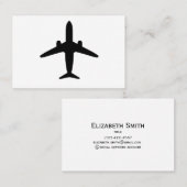Carte de visite de silhouette d'avion noir (Devant / Derrière)
