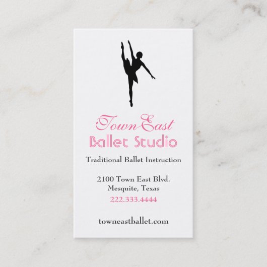 Carte de visite de silhouette de ballet (Devant)