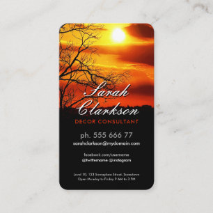 Carte de visite de silhouette rouge orange