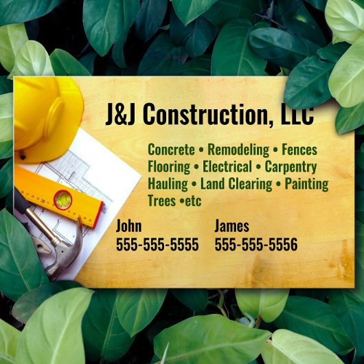 Carte de visite de société de construction