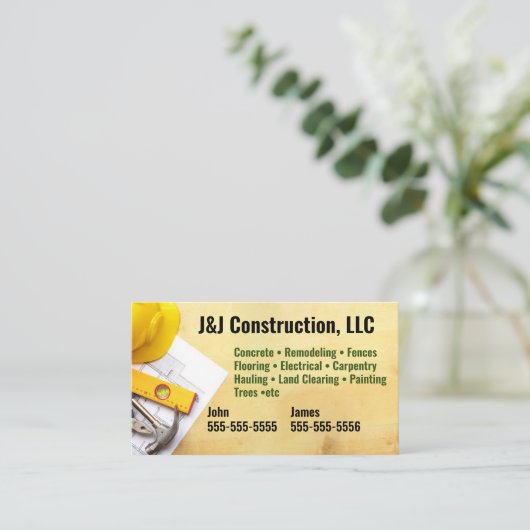 Carte de visite de société de construction (Debout devant)