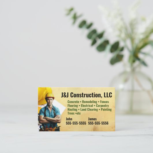 Carte de visite de société de construction (Debout devant)