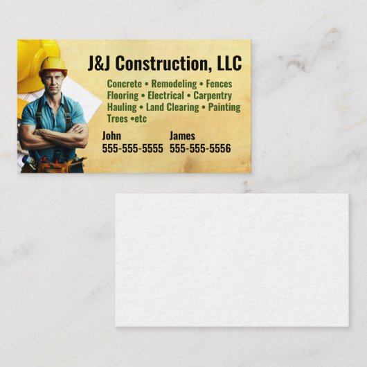 Carte de visite de société de construction (Devant / Derrière)