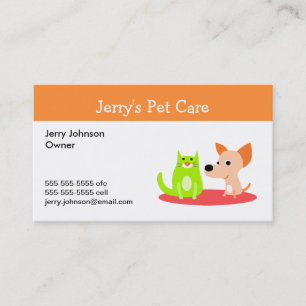 Carte de visite de soin des animaux familiers