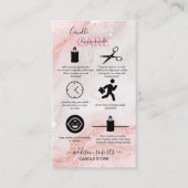 Carte de visite de soins aux bougies rose esthétiq (Devant)