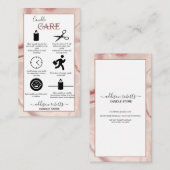 Carte de visite de soins aux bougies rose esthétiq (Devant / Derrière)