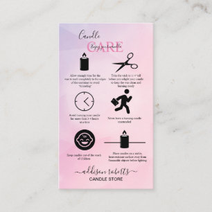 Carte de visite de soins aux bougies rose Gold Pin