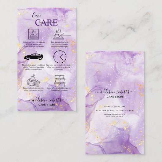 Carte de visite de soins de gâteau esthétique viol (Devant / Derrière)