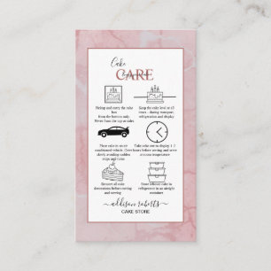 Carte de visite de soins de gâteau rose esthétique