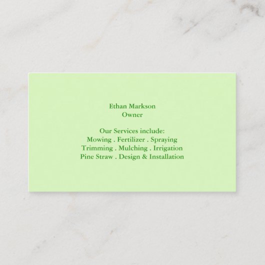 Carte de visite de soins de pelouse (Dos)