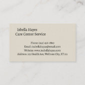 Carte de visite de soins infirmiers du personnel h (Dos)