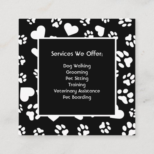 Carte de visite de soins pour animaux de compagnie (Dos)