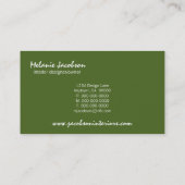 Carte de visite de sophistication radiant, vert de (Dos)